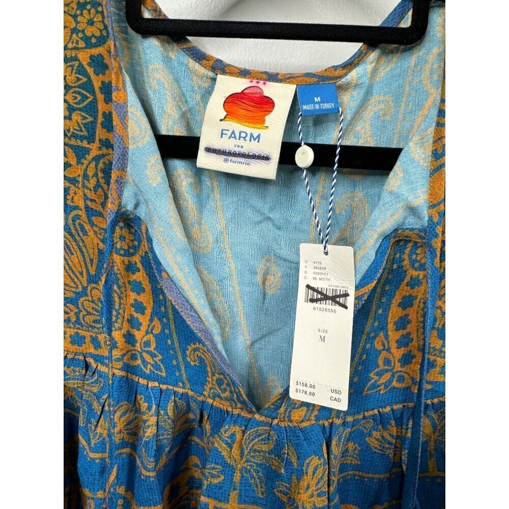 Anthropologie Farm Rio Puff-Sleeve Blouse Beaded Tassels Size M NWT - Picture 8 of 8